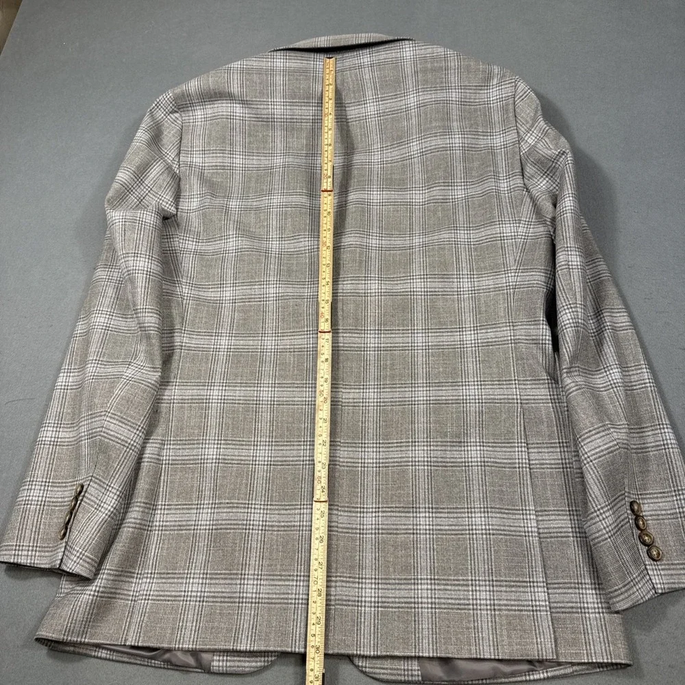 CHAPS Ralph Lauren Men's Gray‎ Glen Plaid Jacket 100% Wool Sport Blazer Size 42L